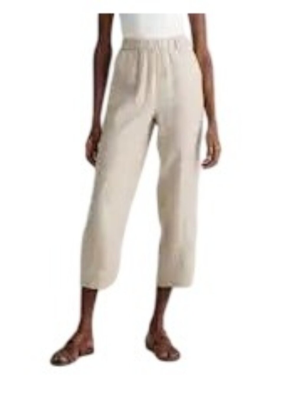 Quince 100% European Linen Pants in Flax Size Medium Pockets Elastic Waist NWOT